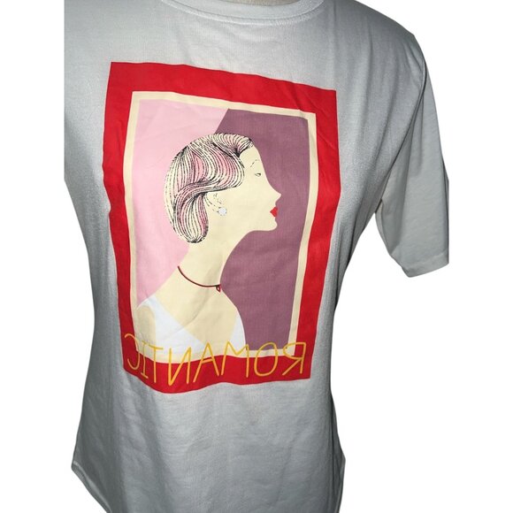 Shein Romantic Graphic White Short-Sleeve T-Shirt For Women - Size XL - Picture 5 of 8